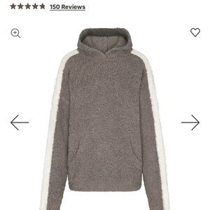 Skims Sherpa Gray Hoodie with White Stripes size medium